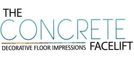 Text logo: "The Concrete Facelift - Decorative Floor Impressions" in modern font.