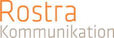"Logo i orange og grå farver med teksten 'Kommunikation'."
