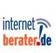 Logo mit dem Text "internetberater.de", Punkt als rotes Ausrufezeichen mit blauem WiFi-Symbol.