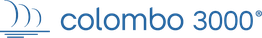 Logo blu con scritta "colombo 3000" e simbolo stilizzato di una nave a vela.
