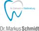 Logo von Dr. Markus Schmidt, Zahnarzt in Waldkraiburg, mit Zahn-Design und Schriftzug.
