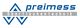 Logo mit blauen Dreiecken, Text: "preimess Oberflächentechnik".