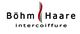 Logo mit Schriftzug: "Böhm Haare intercoiffure" und rotem Strich zwischen den Wörtern.