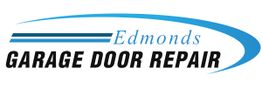 Logo for Edmonds Garage Door Repair with blue lines and black text.
