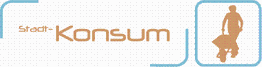 Grafik mit dem Text "Stadt Konsum" und einem Icon einer Person mit Einkaufstüten.