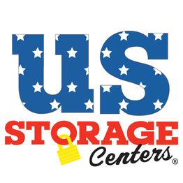 US Storage Centers logo with stars and a padlock in "O".