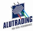 Logo van Alutrading met de tekst "For Total Performance" en grafisch ontwerp met drie lijnen.