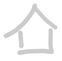 Ein einfaches graues Haus-Symbol auf weißem Hintergrund.