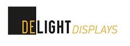 Logo mit den Worten "DELIGHT DISPLAYS", teils in gelber, teils in schwarzer Schrift.