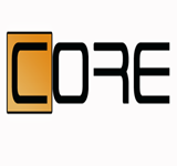 Logo mit dem Wort "CORE", wobei das "C" in einem orangefarbenen Quadrat erscheint.