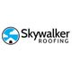 Skywalker Roofing logo with a stylized house, sky, and clouds in blue and white.