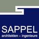Logo von Sappel Architekten und Ingenieure mit grauen und blauen Farben und stilisiertem S-Design.