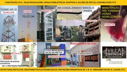 Montagem de obras civis, telecomunicações, e usinas hidrelétricas no Brasil com várias localidades.