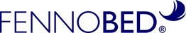 Logo mit Schriftzug "FENNOBED" in Blau mit Mondsymbol rechts.