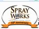 Logo reads "Spray Works Equipment Group, LLC 10th Anniversary" with an orange ribbon design.