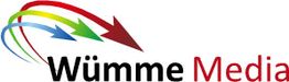 Logo von Wümme Media mit farbigen Pfeilen in Rot, Blau und Grün.