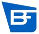 Logo blu con lettere bianche "BF" inclinate.