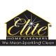 Logo of Elite Home Cleaners with a sparkling home icon and slogan "We Mean Sparkling Clean."