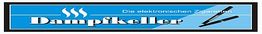 Blaues Logo mit der Aufschrift "Dampfkeller", darunter "Die elektronischen Zigaretten".