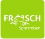 Grünes Logo mit Froschbild und Text "Frosch Sportreisen".