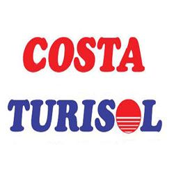 Texto en rojo y azul: "Costa Turisol". La letra "O" con líneas representa un sol.