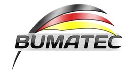 Logo mit dem Schriftzug "BUMATEC" und Farben der deutschen Flagge oben.