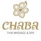Logo von Chaba Thai Massage & Spa mit Blume oben.