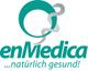 Logo von enMedica mit Schlange um einen Kreis und dem Slogan "...natürlich gesund!".