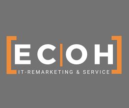 Logo mit Schriftzug "ECOH" und "IT-Remarketing & Service" auf grauem Hintergrund.
