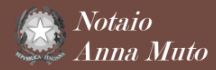 Stemma notarile e testo su sfondo marrone: "Notaio Anna Muto".
