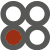 Graues Symbol mit vier Kreisen, einer ist rot gefüllt.