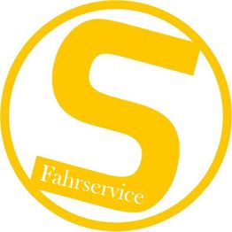 Gelber Buchstabe "S" mit dem Wort "Fahrservice" in einem gelben Kreis auf weißem Hintergrund.