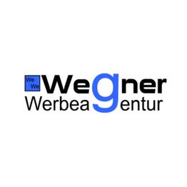 Logo der Wegner Werbeagentur, mit blauem G, schwarzem Text und kleinem blauen Quadrat links.