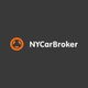 Logo of "NYCarBroker" with an orange emblem resembling a steering wheel on a gray background.