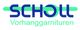 Blau-grünes Logo mit dem Text "SCHOLL" und darunter "Vorhanggarnituren".