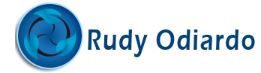 Logo bleu avec spirale à gauche, texte "Rudy Odiardo" à droite.