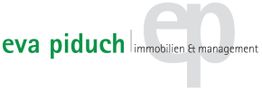 Logo: Text "eva piduch immobilien & management" in grün und grau.