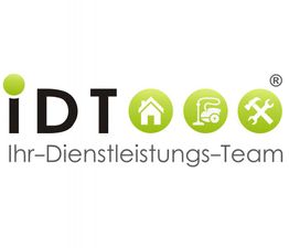 Logo von IDT: drei grüne Symbole für Haus, Reinigung, Handwerk. Text: "Ihr-Dienstleistungs-Team".