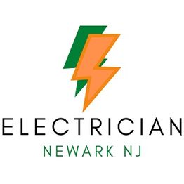 Logo with orange and green lightning bolt, text: "Electrician Newark NJ."