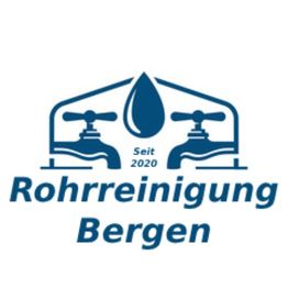Logo mit zwei Wasserhähnen, einem Wassertropfen, "Seit 2020" und "Rohrreinigung Bergen".