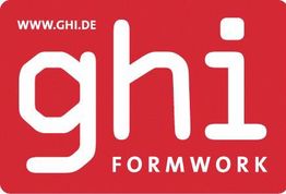 Rotes Logo mit weißem Text "gh i FORM WORK" und Website "www.ghi.de".
