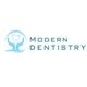 Logo with stylized hands holding a tooth and the text "Modern Dentistry" in blue.
