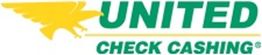 Logo of "United Check Cashing" with a yellow eagle on the left.