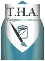 Logo van T.H.A. Vastgoedonderhoud met een penseel en verfblik erboven.