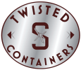 Oval logo with "Twisted Containers" and a decorative "S" in the center.