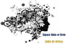 Silhueta feminina com flores e borboletas. Texto: "Espaço Sinta-se Bem - Salão de Beleza".