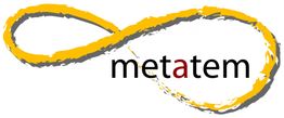 Unendlichkeitssymbol in Gelb umgibt den Text "metatem".