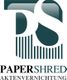 Logo mit den Buchstaben "PS" und dem Text "Paper Shred Aktenvernichtung".