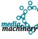 Logo mit blauem Netzwerk-Symbol und Text "media machinery".