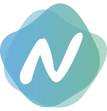 Logo avec un "N" blanc sur fond dégradé bleu et vert.